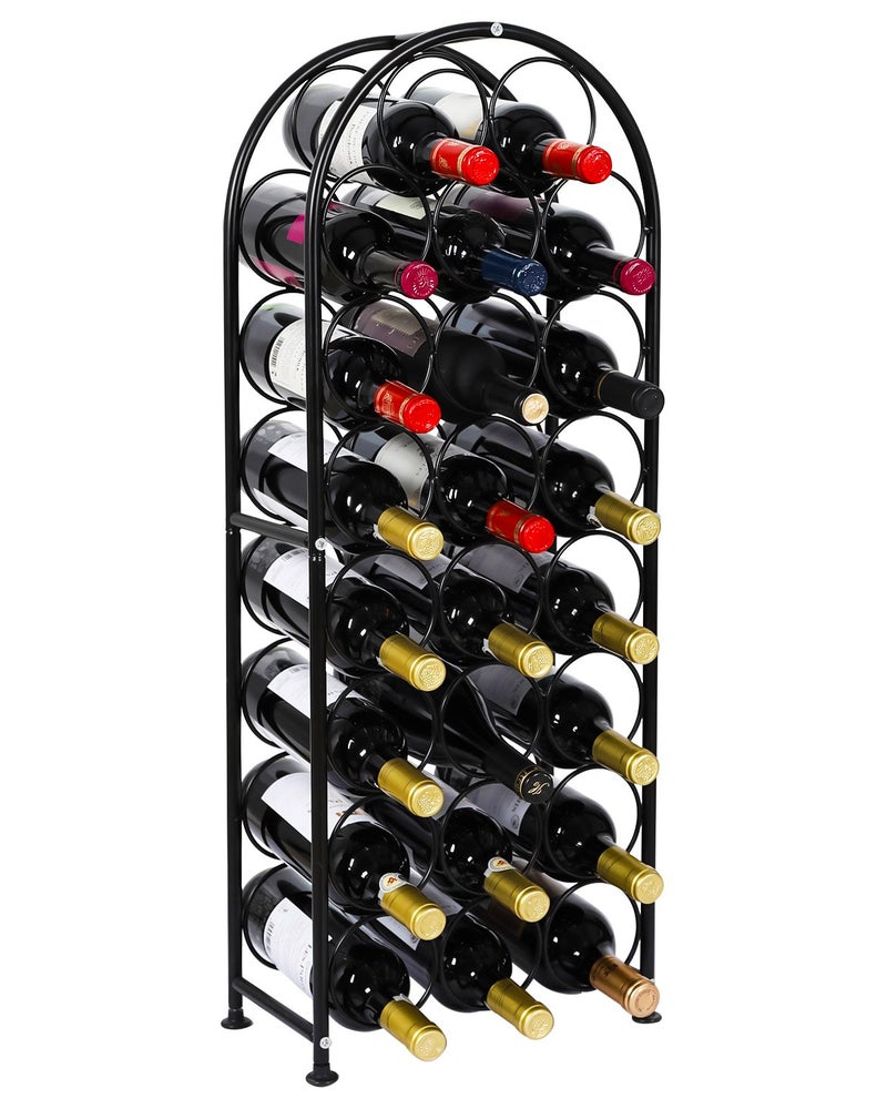 PAG 23 Bottles Arched Freestanding Floor Metal Wine Rack Wine Bottle Holders Stands, Black - Image 1